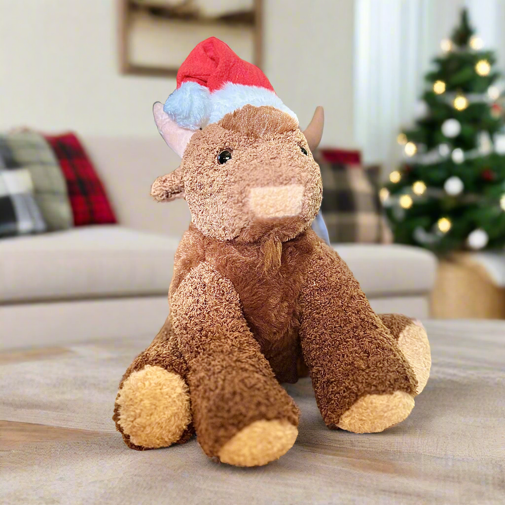 Santa Hat Bison Stuffed Toy