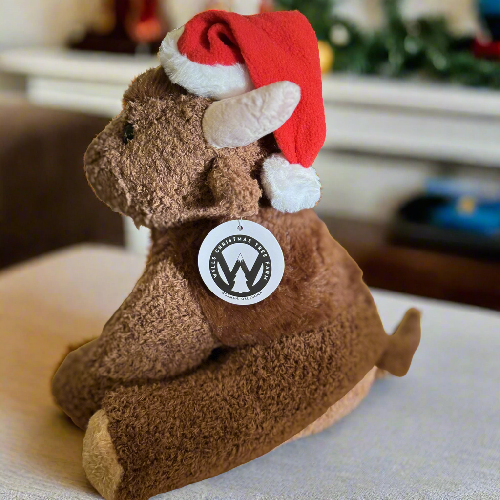 Santa Hat Bison Stuffed Toy