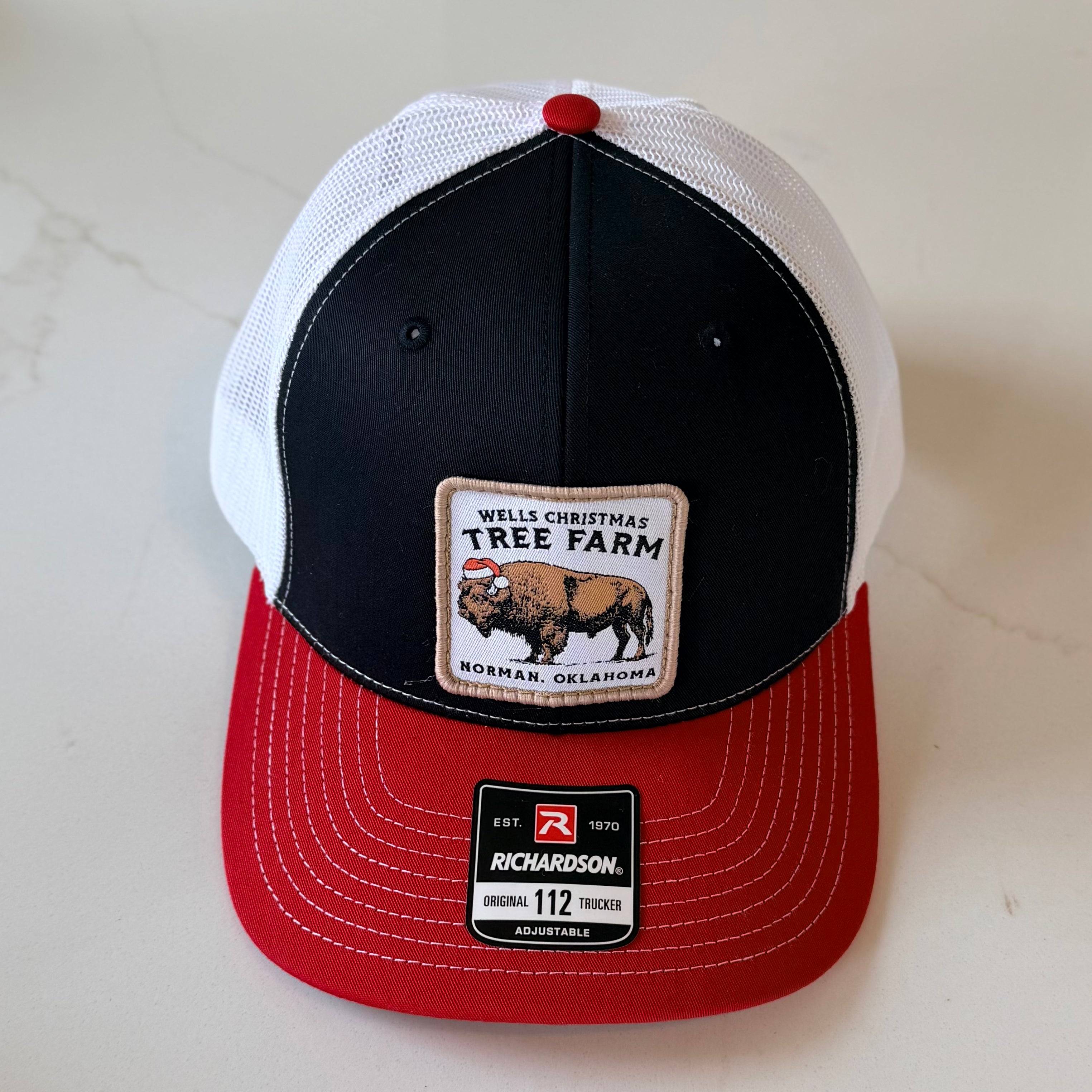 cane pole fishing sleeping tree bank hat Bison Trucker Black/White/Red Color & Sound:Blue Pearl / Shad Sound OEM3::36700466708634-17.75 and snapback closure Angling & Outdoor World