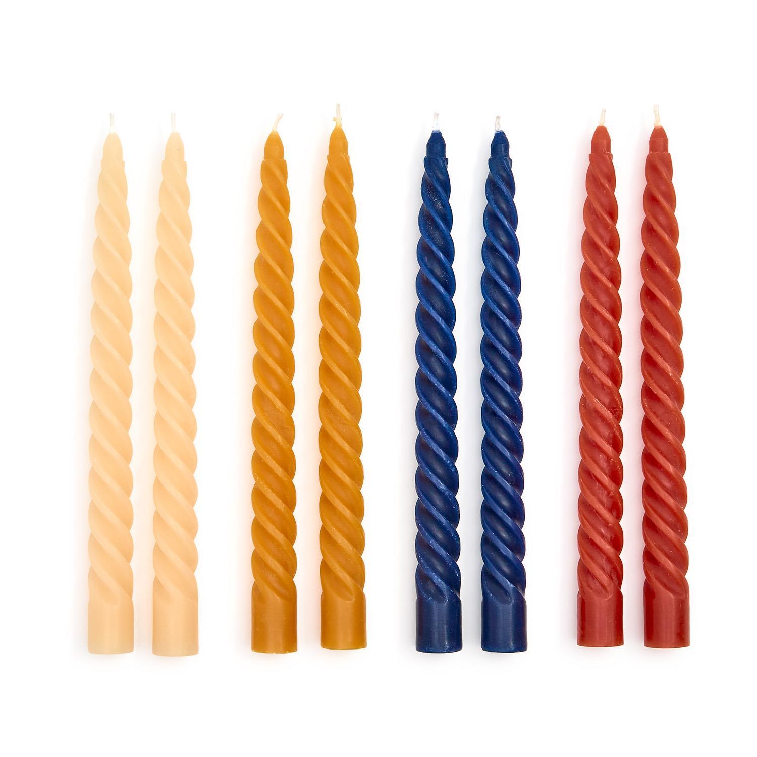 Twist Taper Candle Set, Blue