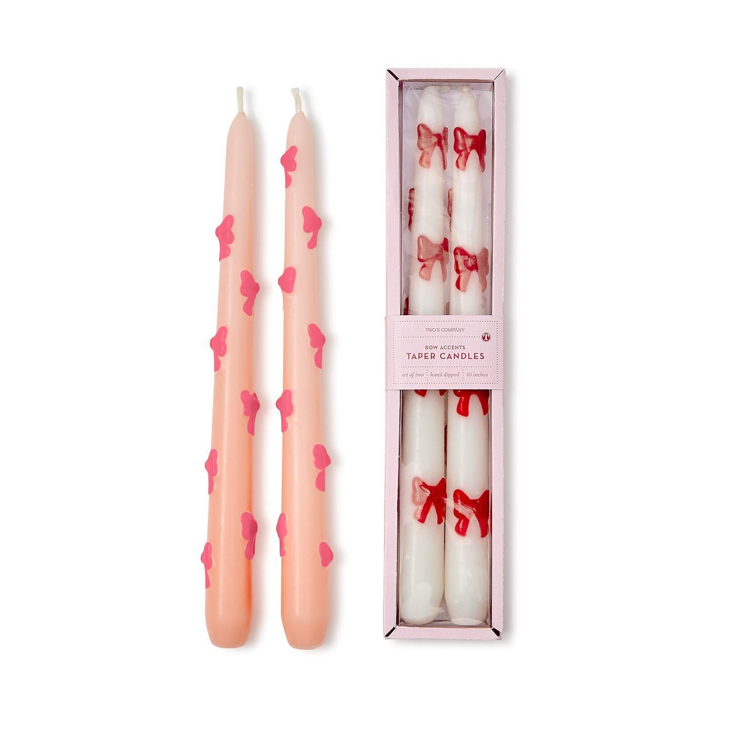 Bow Taper Candles, Pink