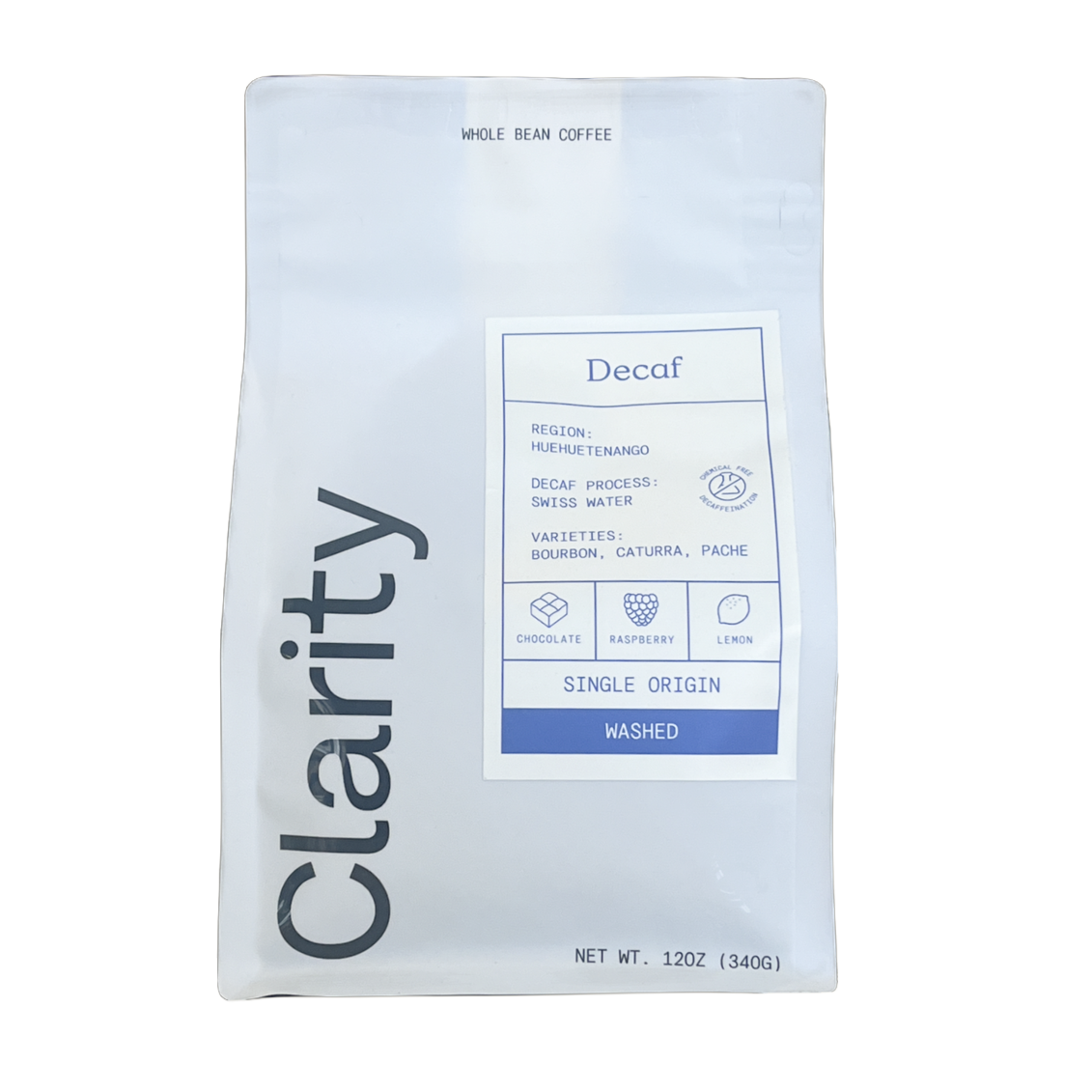 Decaf Clarity Coffee, 12oz Whole Bean—Peru