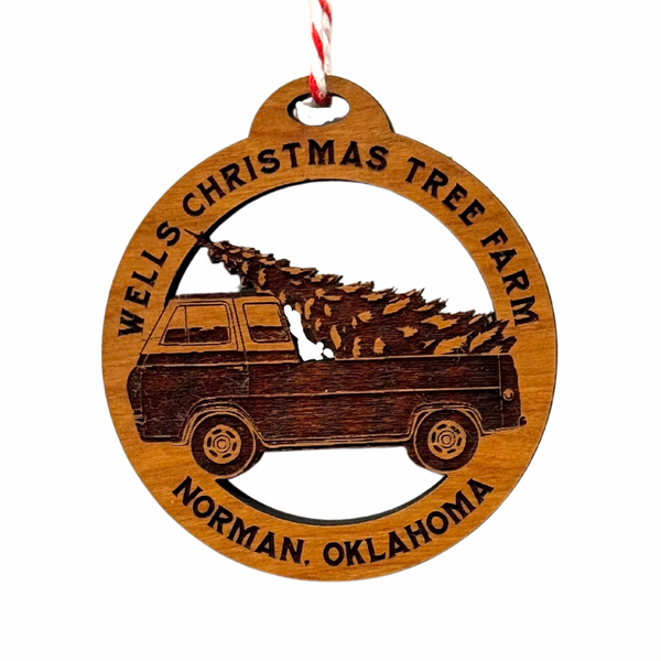 Wells Wooden Ornament 2.75” Wells Christmas Tree Farm